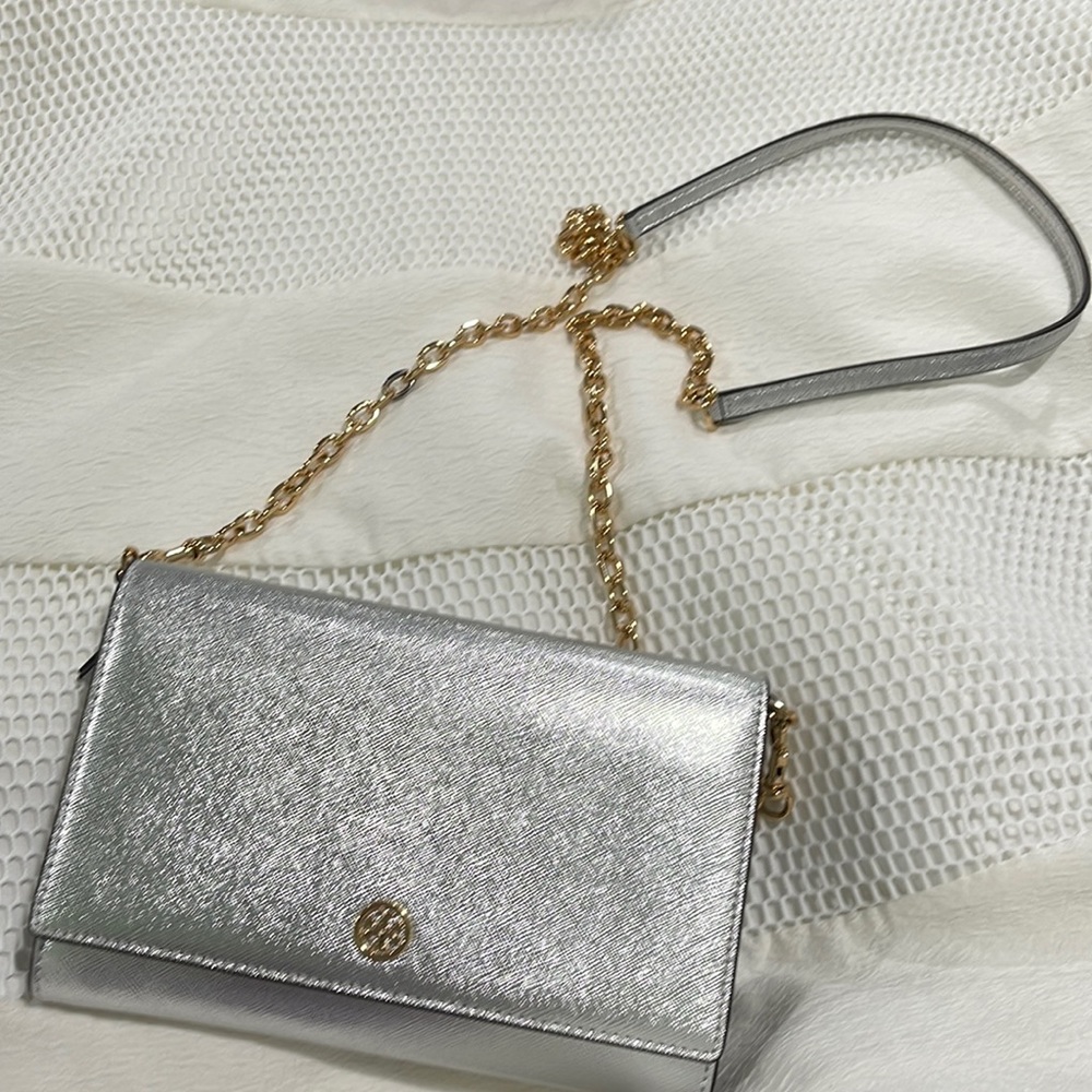 Silver Tory Burch Wallet on Chain